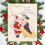 Vintage Santa Dancing With Girl Julkort<br><div class="desc">Vintage jultomten dansar med Helgdag-kort.</div>