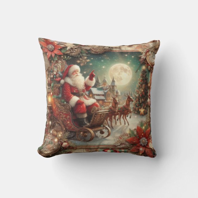 Vintage Santa Dekorativ kudde (Framsida)