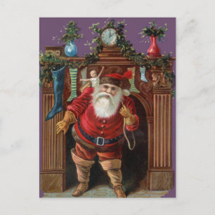 Vintage Santa Deliving Leksak Helg Vykort