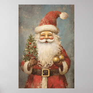 Vintage Santa Distress Poster