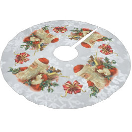 vintage Santa eller st nick träd skirt Julgransmatta Borstad Polyester