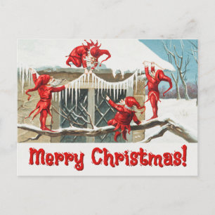 Vintage Santa Elves Helg Vykort