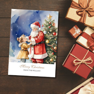 Vintage Santa & En Tjej Personlig Julkort