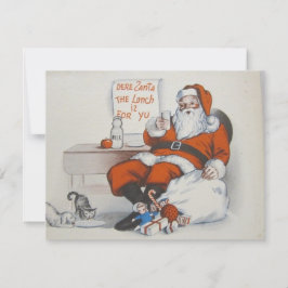Vintage Santa Enjoys Mjölk Julkort