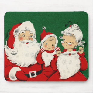 Vintage Santa Family jul-Mousepad Musmatta
