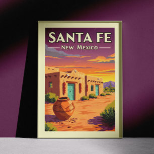 Vintage Santa Fe New mexico Poster