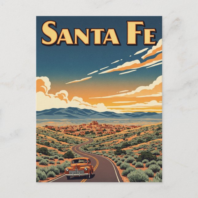Vintage Santa Fe New Mexico Resa Vykort (Framsida)