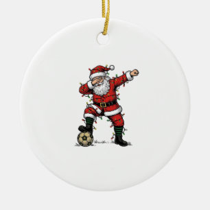 Vintage Santa Fotboll Jul Sport Tröja_1 Julgransprydnad Keramik