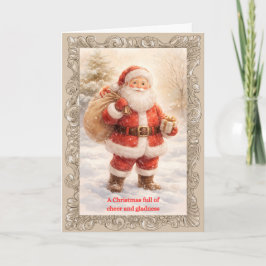Vintage Santa Full of Cheer Classic Christmas Card Kort