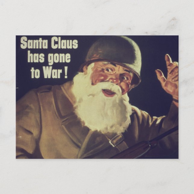 Vintage Santa går till krigaffischen Helg Vykort (Framsida)