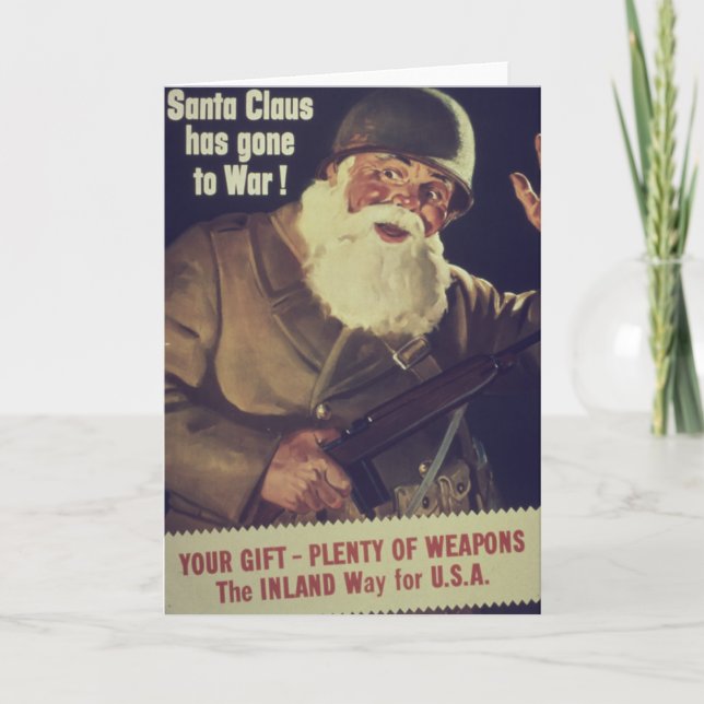Vintage Santa går till krigaffischen Helgkort (Framsida)