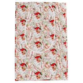 Vintage Santa Gift Bag, Classic Christmas Holiday