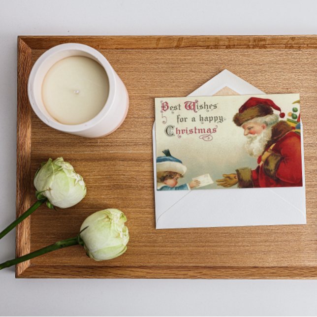 Vintage Santa Gifts Pojke ge Brev Julkort (Skapare uppladdad)