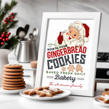 Vintage Santa Gingerbred Bakery-julen Poster