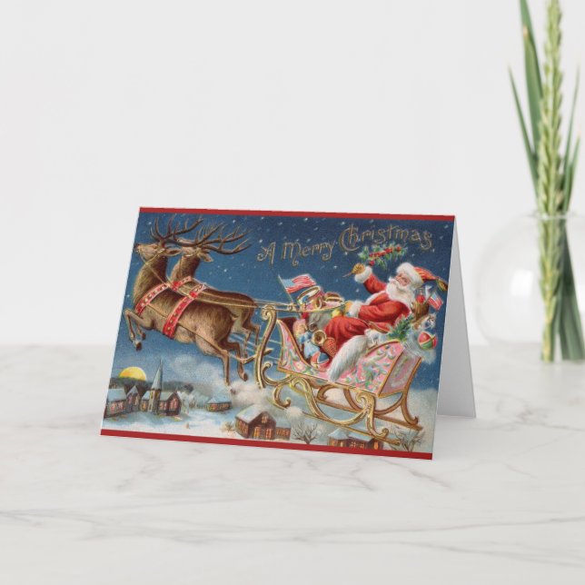 Vintage Santa God jul Greeting Card Kort (Framsida)