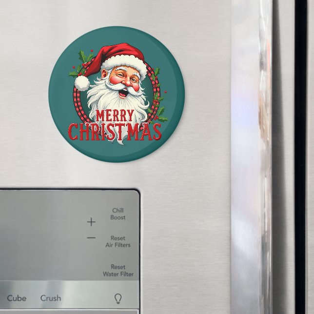 Vintage Santa God jul Illustration Magnet (In Situ (Fridge))