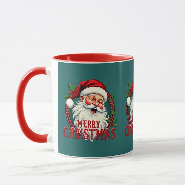 Vintage Santa God jul Illustration Mugg (Vänster)