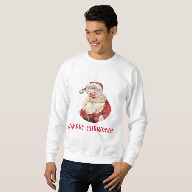 VINTAGE SANTA GOD JUL SWEATSHIRT (Hel framsida)
