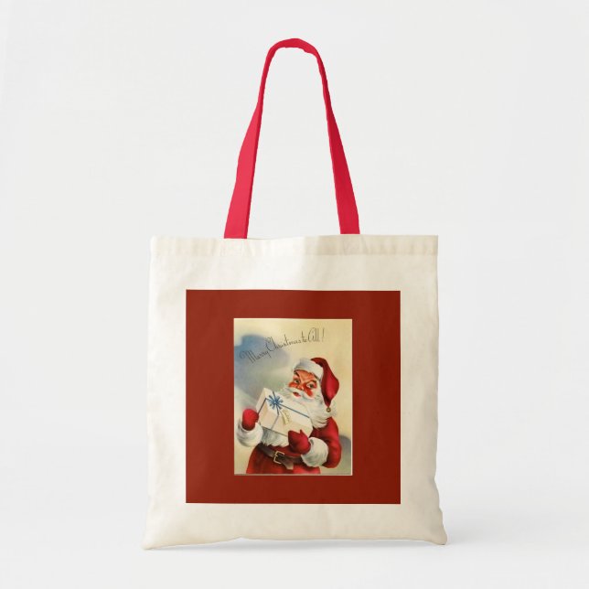 Vintage Santa God jul till alla Tygkasse (Framsidan)
