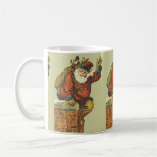 Vintage Santa Going Down Skorsten Kaffemugg