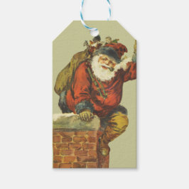 Vintage Santa Going Down Skorsten Presentetikett