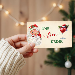 Vintage Santa Gratis Drink Julfest Biljett
