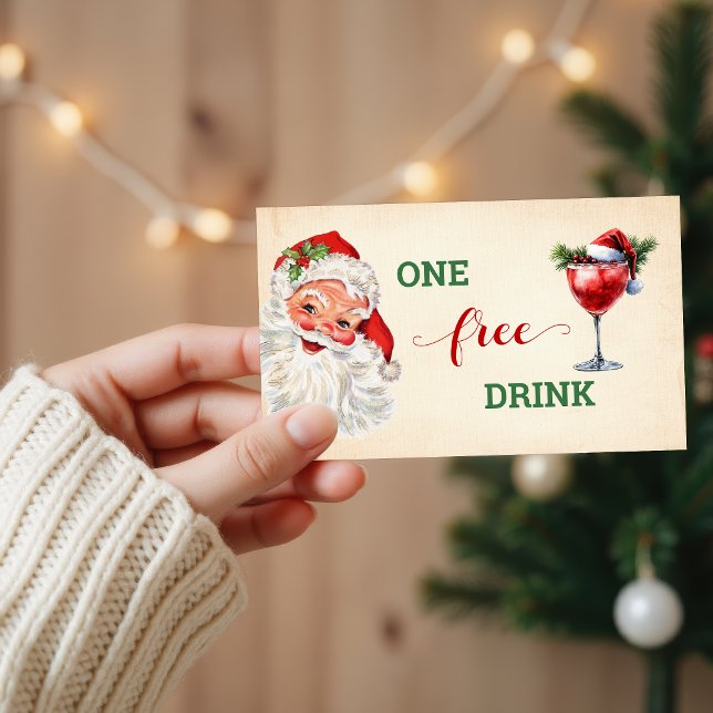 Vintage Santa Gratis Drink Julfest Biljett (Skapare uppladdad)