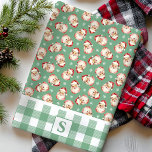 Vintage Santa Grönt Gingham Monogrammed jul Kökshandduk<br><div class="desc">Lägg till en charmerande, festlig beröring i köket den här julhelgen med vintagen Tomten och grönt gingham i monogrammad julhandduk. Med en nostalgisk Jultomten-design som kombineras med en klassisk grönt och vit gingham mönster, kan den här handduken vara personlig med din första design för en unik helgdag och snyggt. Perfekt...</div>