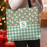 Vintage Santa Grönt Gingham Monogrammed jul Tygkasse<br><div class="desc">Lägg till en personlig till stil med den här vintagen, Jultomten monogrammad till väskan. Den här tote-väskan har en snygg jultomtdesign parad med en klassisk grönt gingham mönster, och kan anpassas med din ursprungliga utformning, skapar den till ett unikt och bekvämt tillbehör. Perfekt för helgdag att handla, bära med sig...</div>