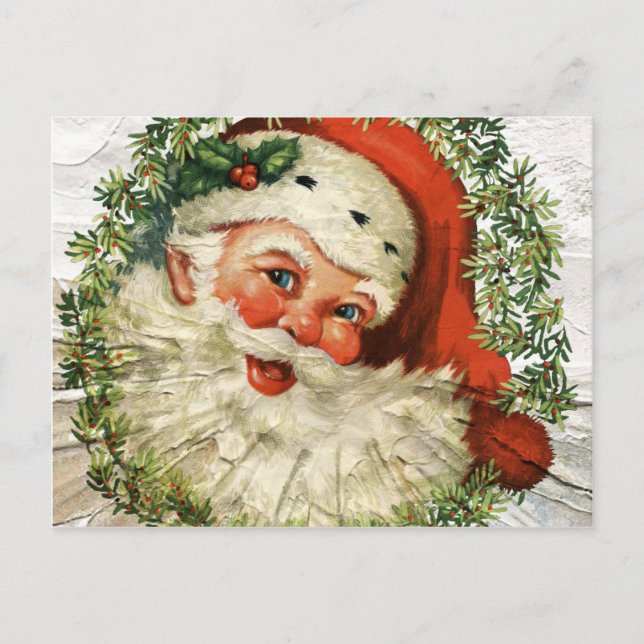 Vintage Santa Grunge Helg Vykort (Framsida)
