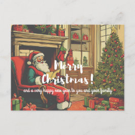 Vintage Santa Hälsning Helg Vykort