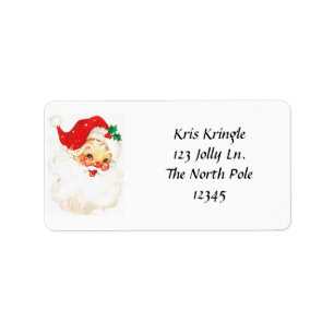 Vintage Santa Head-Adressetiketter Adressetikett
