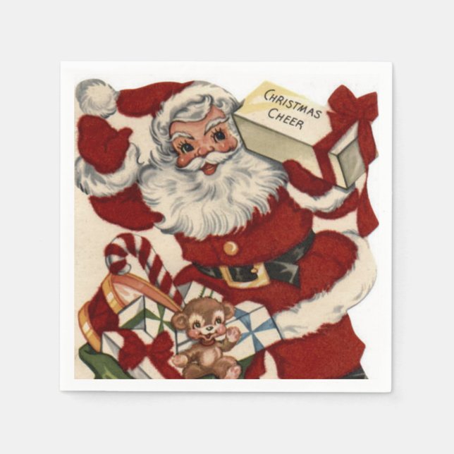 Vintage Santa Helgdag papper napkins Pappersservett (Framsidan)