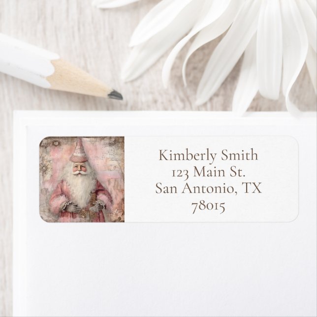 Vintage Santa Helgdag Returadress Etikett (Insitu)