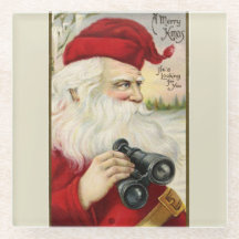 Vintage Santa Holding Binoculars