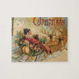 Vintage Santa i hans rensleigh Pussel
