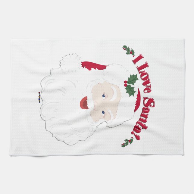 Vintage Santa I Kärlek tomten! Kökshandduk (Horisontell)
