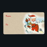 Vintage Santa i Snö julmärkena Fraktsedel<br><div class="desc">Håll den till dem i julklapp med den söta julklappsetiketten från Retro Santa! Självstickande och i olika storlekar!</div>