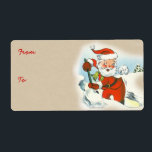 Vintage Santa i Snö julmärkena Fraktsedel<br><div class="desc">Håll den till dem i julklapp med den söta julklappsetiketten från Retro Santa! Självstickande och i olika storlekar!</div>
