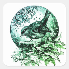 VINTAGE SANTA ILLUSTRATION SQUARE STICKER FYRKANTIGT KLISTERMÄRKE