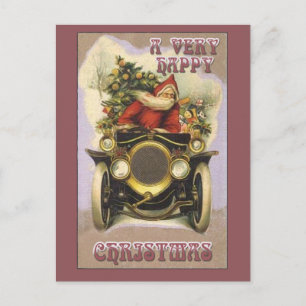 Vintage Santa in a Vintage bil julkort Helg Vykort