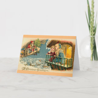 Vintage Santa in Airplan Luft Balloon Helgkort