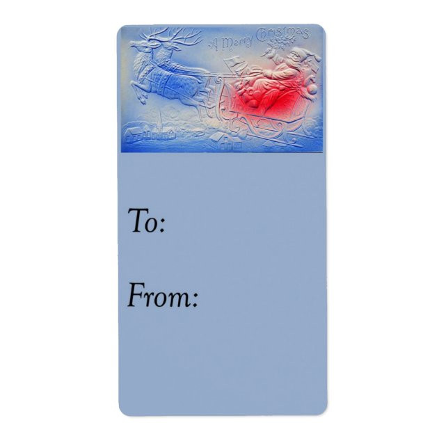 Vintage Santa In Sleigh Gift Märkre Fraktsedel (Framsidan)