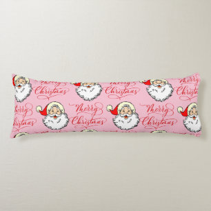 Vintage Santa Jolly Ansikte God jul Rosa Kroppskudde