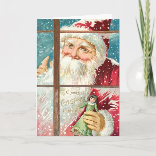 Vintage Santa, jul Helgkort (Framsida)