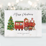 Vintage Santa jul Tåg non-Photo Julkort<br><div class="desc">Önska dina vänner och din familj en julhelg i lycklig med den här vintagen,  jultomten i tåg. Anpassa med din Julhälsningar och din familj namn.</div>