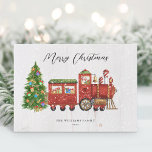 Vintage Santa jul Tåg non-Photo Julkort<br><div class="desc">Önska dina vänner och din familj en julhelg i lycklig med den här vintagen,  jultomten i tåg. Anpassa med din Julhälsningar och din familj namn.</div>