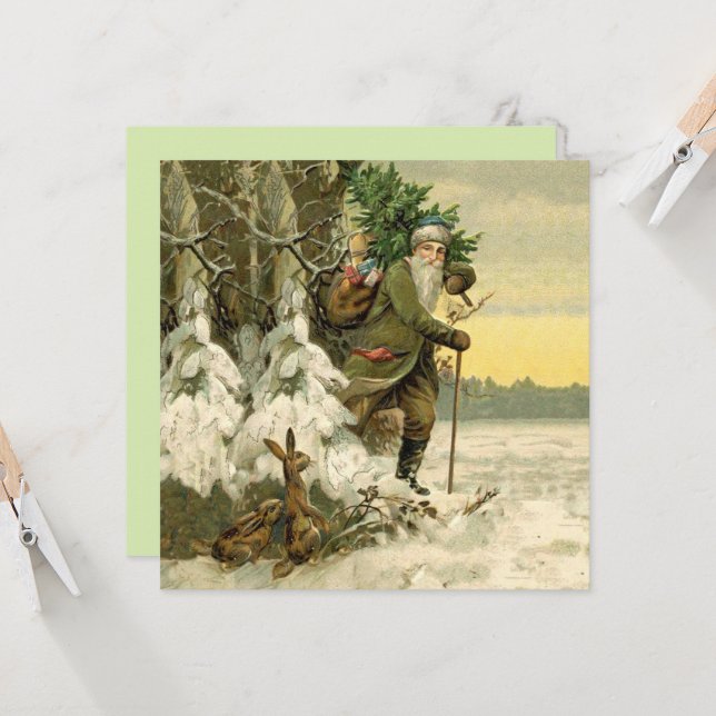 Vintage Santa jul Victorian Helgdag (Fram/Back In Situ)