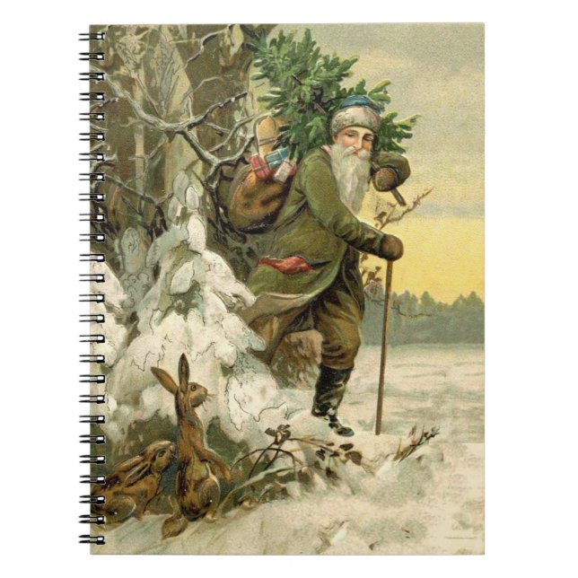 Vintage Santa jul Victorian Helgdag Anteckningsbok (Framsidan)