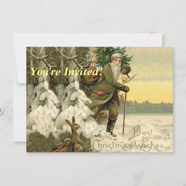 Vintage Santa jul Victorian Helgdag Inbjudningar (Framsida)